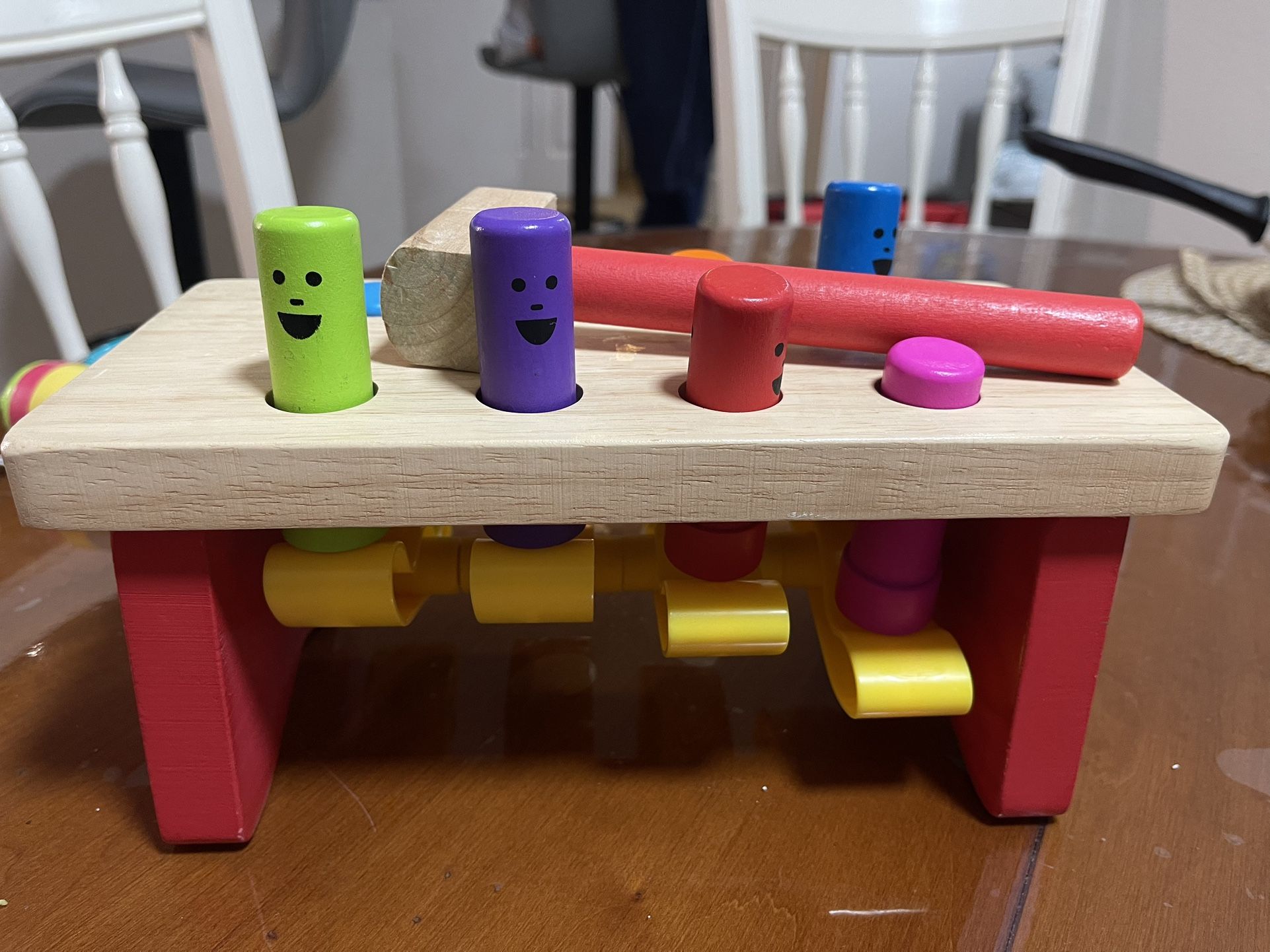 Pounding Bench Wooden Preschool Learning Toy With Mallet