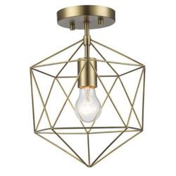 Hampton Bay Winfield 9.5 in. 1-Light Gold Semi-Flush Mount Ceiling Light Fixture