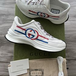 GUCCI Run Leather Monogram GG Sneaker Size 9.5 US (UK 8) Men’s