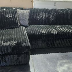 New Black corduroy sectional