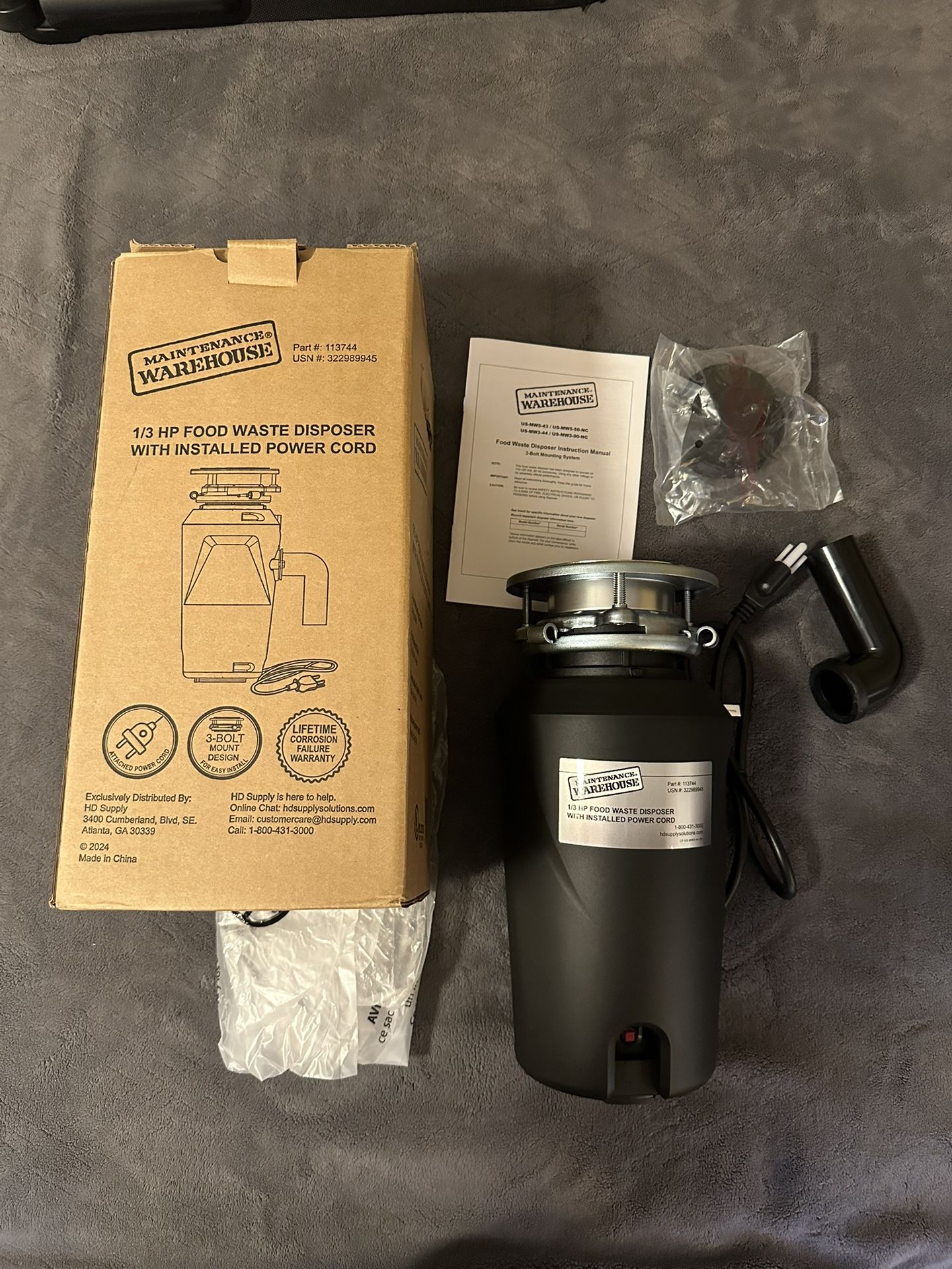 Warehouse Maintenance 1/3 Horsepower Garbage Disposal