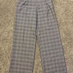 Zara High-Waisted Plaid Wide Leg Trousers Womens Size Small