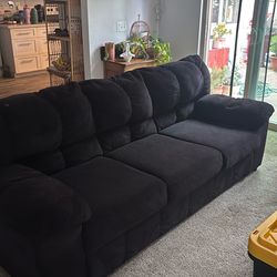 Black suede couch
