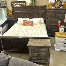 All Wood Queen 4 Pc Set (available In Grey & Brown) 