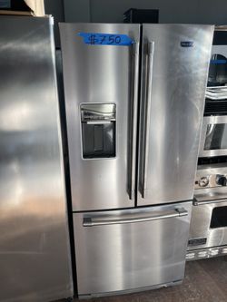 33” Maytag Stainless Steel French Door Full Size Refrigerator Ice Maker Water Dispenser