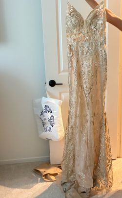 gold floral prom dress
