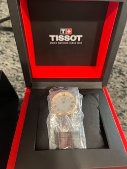Tissot Automatic Watch Gold Tone Brown Leather Strap