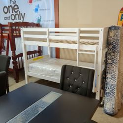 White Twin Over Twin Bunk Bed 