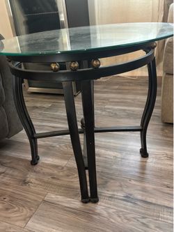 2  small glass  side tables
