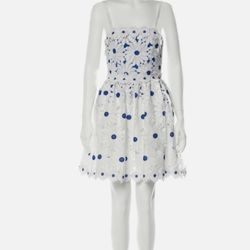 Alice & Olivia Blue And White Foral Women’s Mini Dress