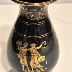 Vintage  Handmade 24 kt Gold Porcelain Vase By Manousakis Ketamik In Greece