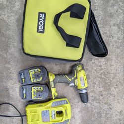 Ryobi one drill with 2 batteries and a charger ... tools hardware
