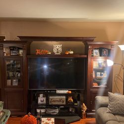 Dark Stained Wood Entertainment Center