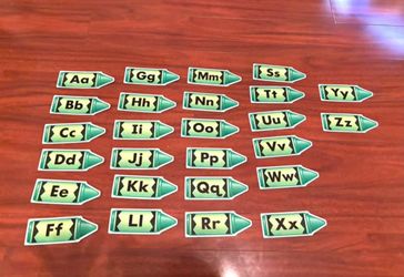 ABC alphabet letters-Classroom, education, teacher, reading, bulletin board, crayon