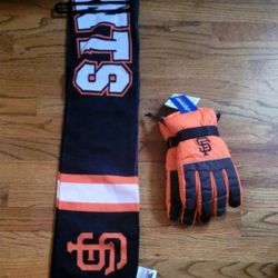Brand New San Francisco Giants Scarf And Gloves
