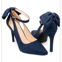Coleter Bow High Heel Navy Blue Size 10