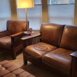 Leather Love Seat And Chair