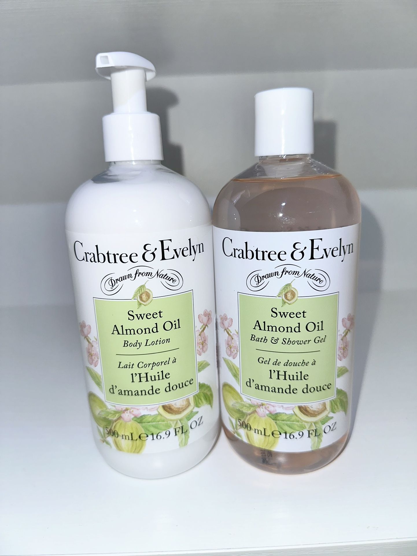 Crabtree & Evelyn Lotion and Bath Gel Set 16.9oz Each - Sweet Almond