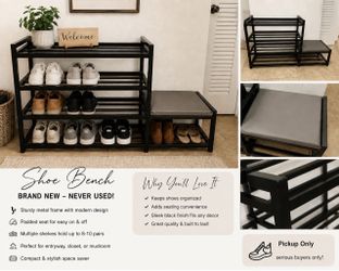 ✨ BRAND NEW Shoe Storage Bench – Never Used! ✨