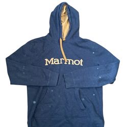 Marmot Navy Blue Hooded Sweatshirt L/G Cotton & Polyester Blend With Kangaroo Po