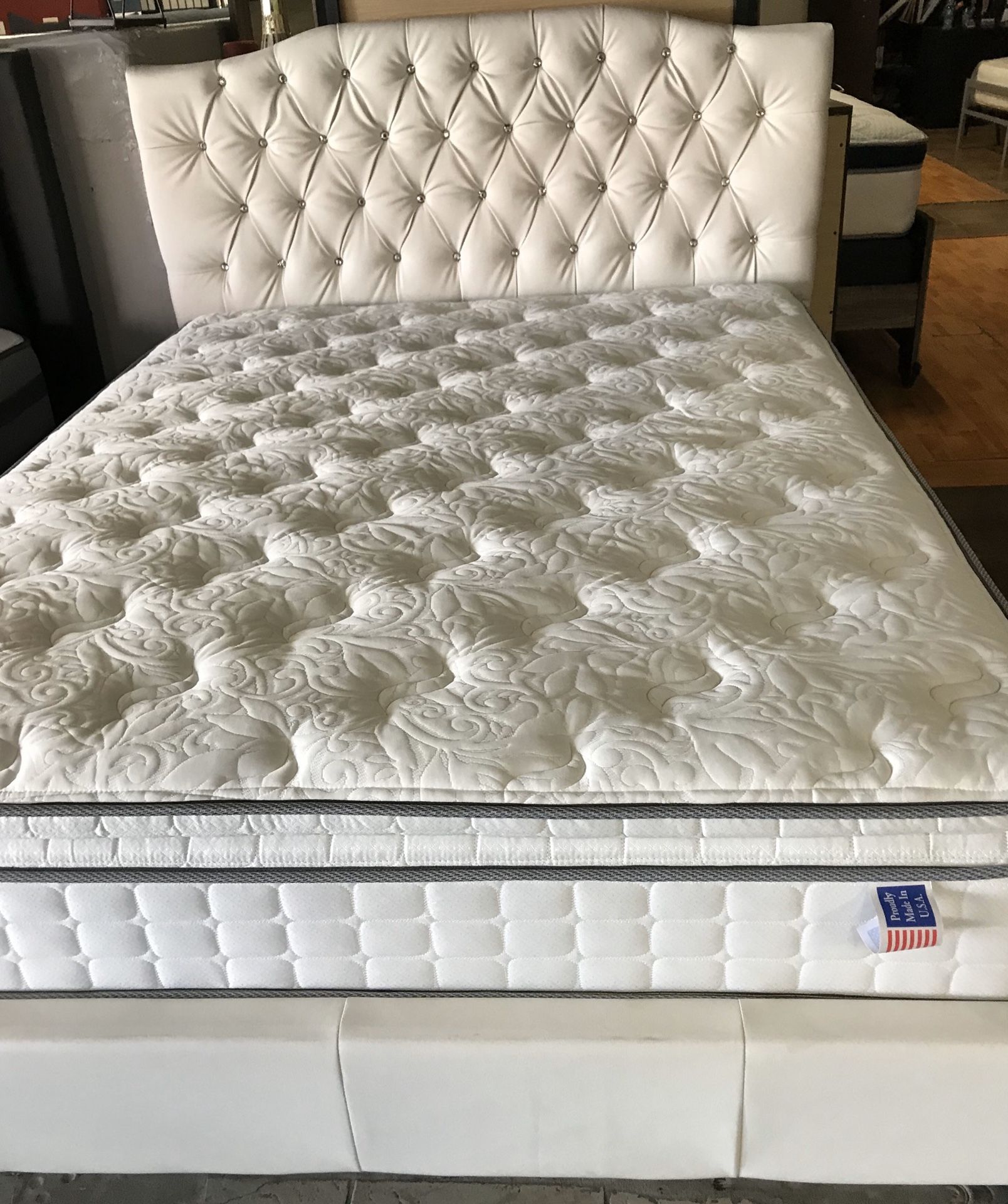 ⬛️ BLACK FRIDAY SALE ⬛️. QUEEN BED FRAME ONLY $199 OR $349 WITH BAMBOO PILLOW TOP MATTRESS‼️