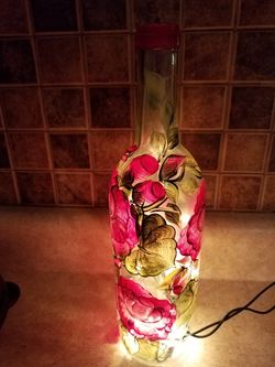 Light up floral wine bottle