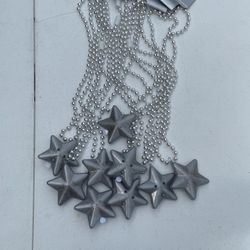 9 Brand New Beaded Silver Star Light Up Necklaces