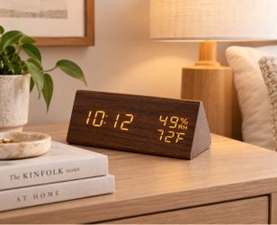 Wood Grain LED Digital Alarm Clock