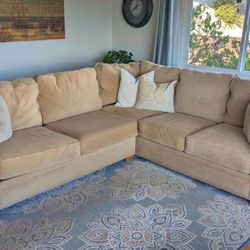 Beige Custom Microfiber 112" by 98" 2pc Sectional Sofa from Macy's