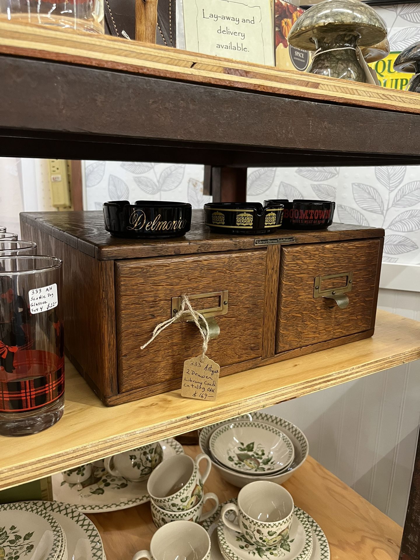 Antique 2 Drawer Library Card Catalog
