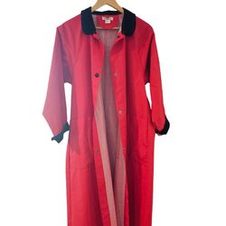 Vintage 1980s Talbots Slicker Full Length Maxi Style Red Slicker  Raincoat