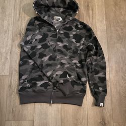 A Bathing Ape Bape Shark Full Zip Hoodie Black and Grey size M
