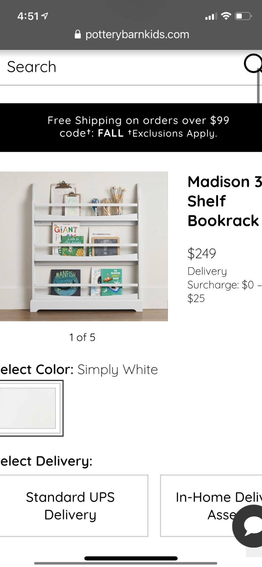 Pottery Barn Kids Madison Book Shelf