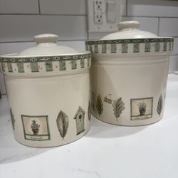 Pfaltzgraff Naturewood Stoneware Ceramic Canister Jars