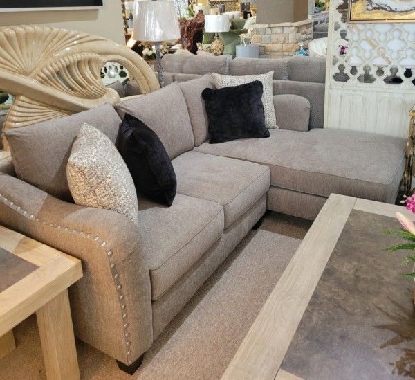 Gray Sectional (Sofa Chaise) New High Quality w/ Studs