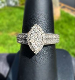 Jewelry .925 sterling silver wedding natural diamond 0.50CTW Ring size 6.75