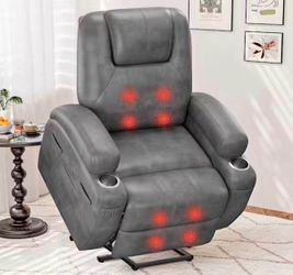 Power Lift Recliner Chair (Leathaire) with Massage ( minor damaged)