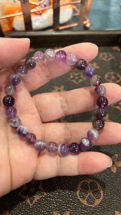 Natural Purple Amethyst Crystal Bracelet 10mm Dreamy Color Beaded