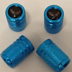 Tire Valve Caps (Corvette Logo) (Blue)