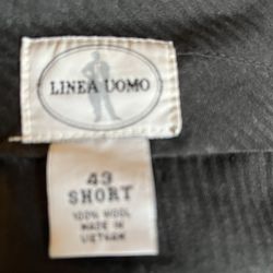 Black 43 Short Men’s 100% Wool Linea Uomo Dress Pants