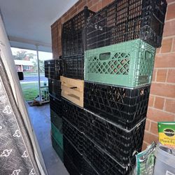 Vintage milk crates vinyl records boxes storage containers