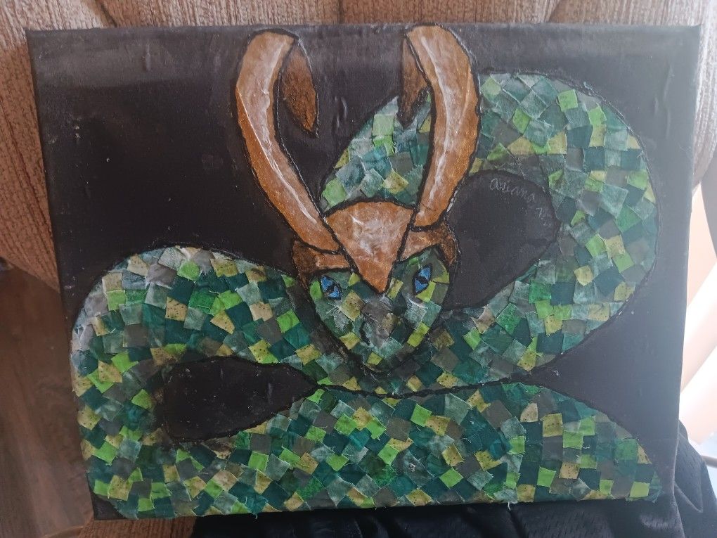 Loki Snake Fabric Art