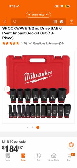 Milwaukee SHOCKWAVE 1/2 in. Drive SAE 6 Point Impact Socket Set (19- Piece)