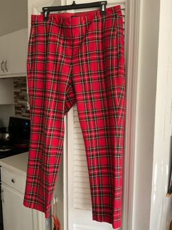 J Crew Red Plaid Slacks Size 14