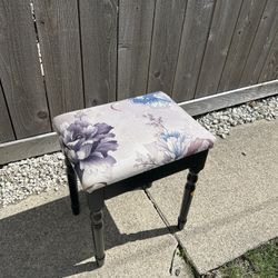 Floral Upholstered Vanity Stool