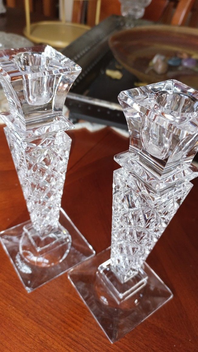 24% Crystal Lead. Candlestick Holders. Mint Condition.