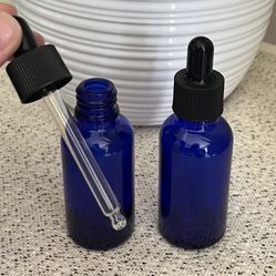 1oz Blue Glass Dropper Bottles 
