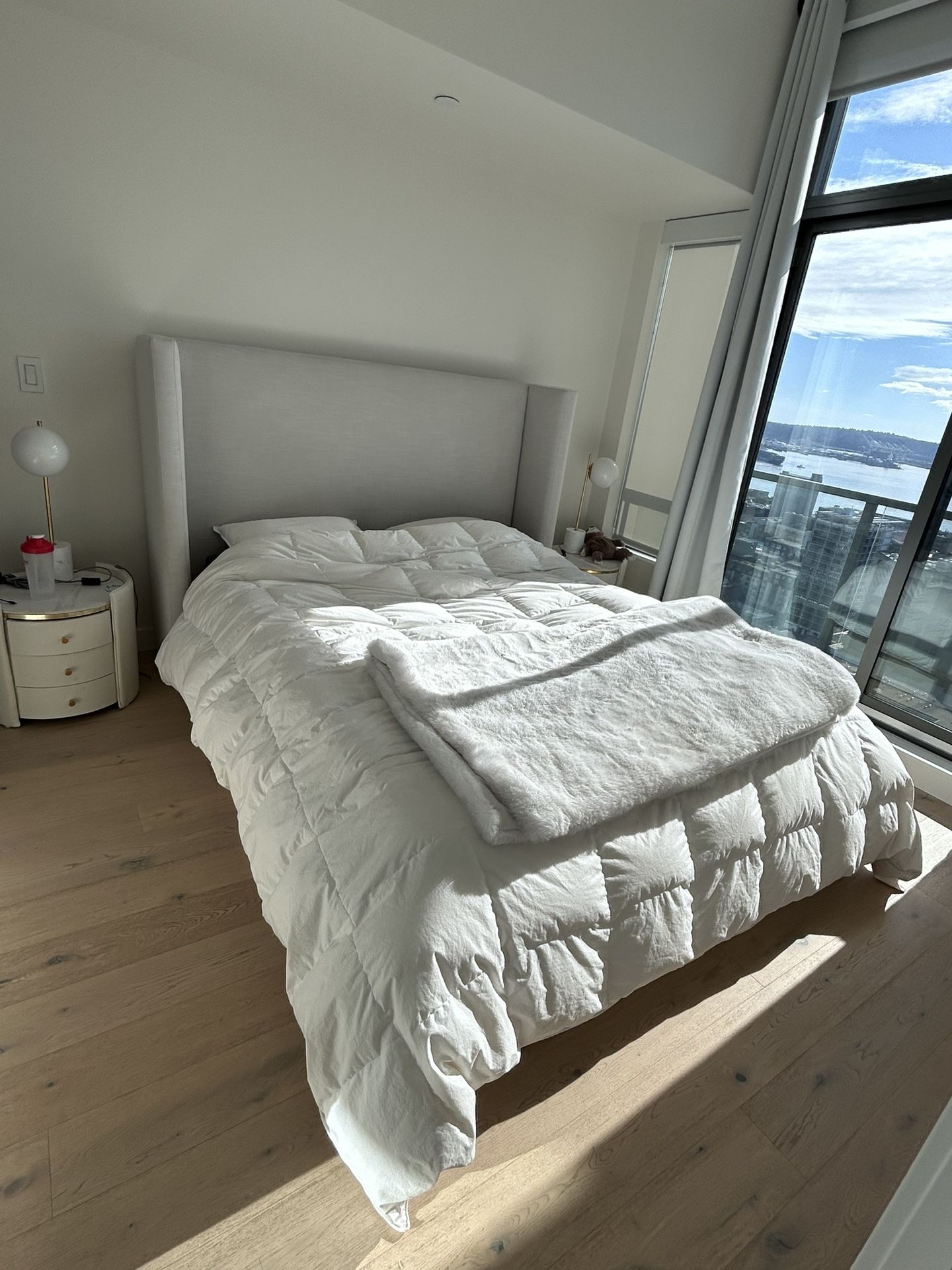 Crate & Barrel Grey Bed Frame