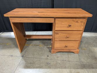 Rich Brown Wood Office Desk with Three Drawers