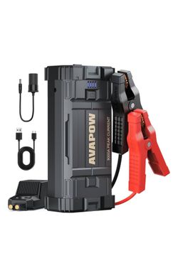 AVAPOW - Car Jump Starter 3000 amp peak 23800 milliamp hour 12 Volt Battery Booster for up to 8 liter gas and diesel LCD Display